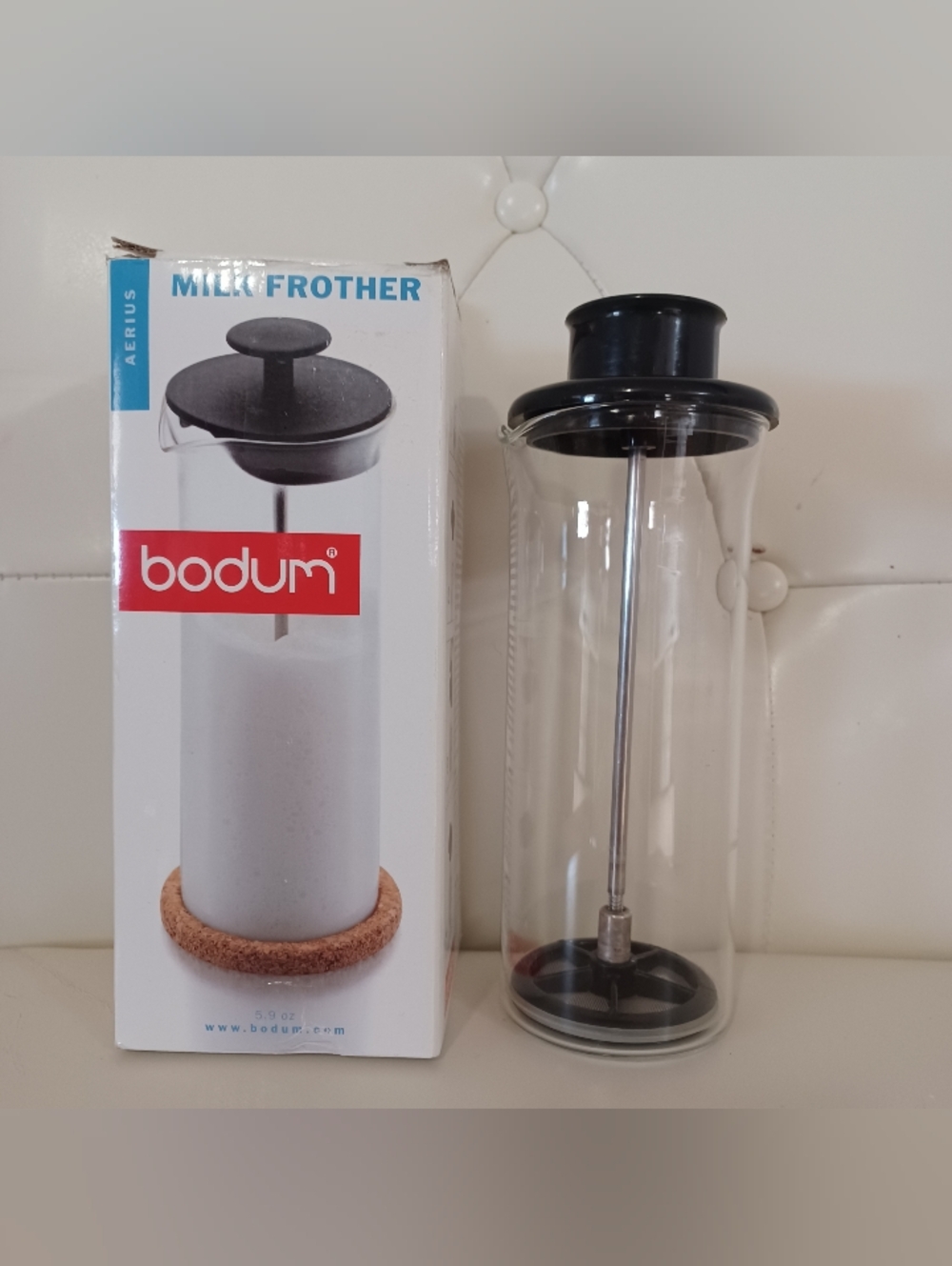 BODUM Black and Clear Glass Aerius Milk Frother For Coffee Bar Decadent Drinks